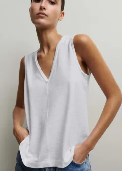 Clearance ME+EM Slub V-Neck Swing Vest Fresh White