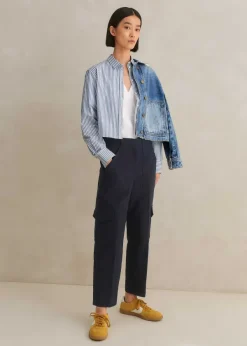 Hot ME+EM Smart Cargo Slim Crop Trouser Navy