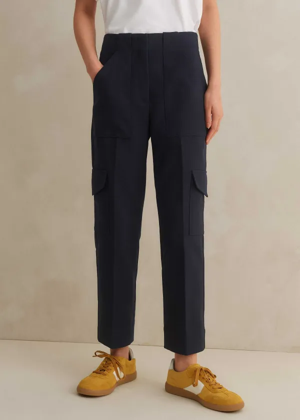 Hot ME+EM Smart Cargo Slim Crop Trouser Navy