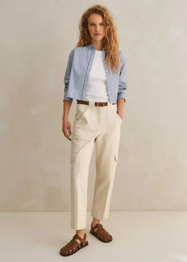 Discount ME+EM Smart Cargo Slim Crop Trouser Cream