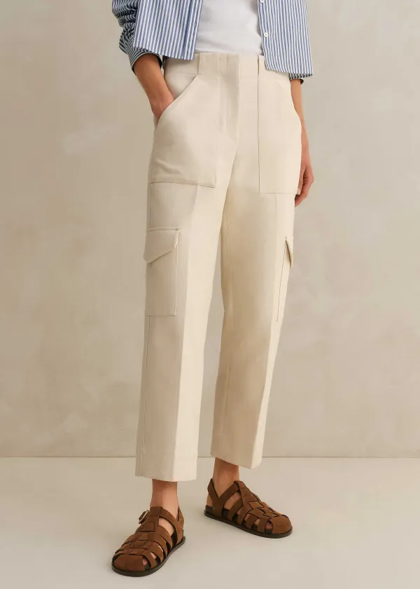 Discount ME+EM Smart Cargo Slim Crop Trouser Cream