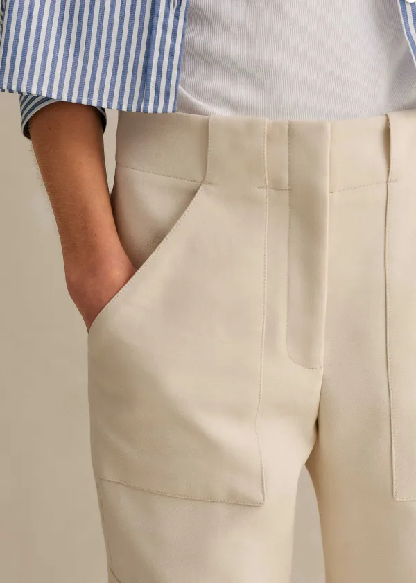Discount ME+EM Smart Cargo Slim Crop Trouser Cream