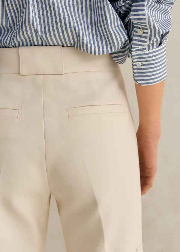 Discount ME+EM Smart Cargo Slim Crop Trouser Cream