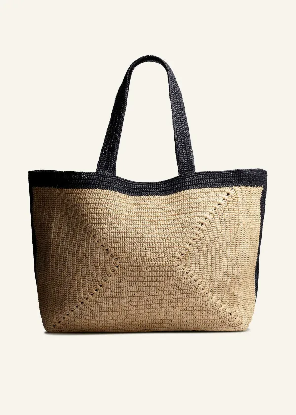 Online ME+EM Soft Raffia Tote Natural/Black