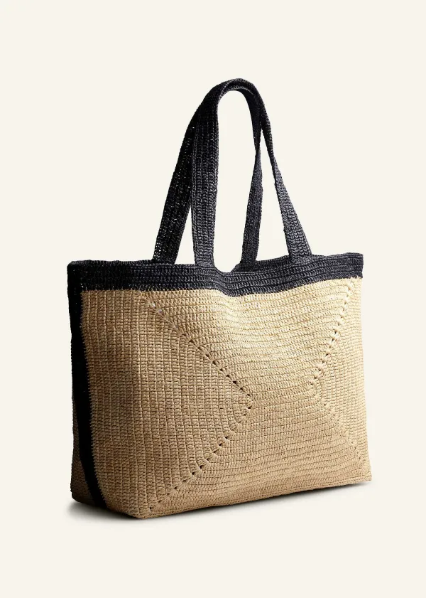 Online ME+EM Soft Raffia Tote Natural/Black
