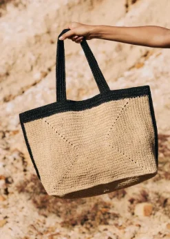 Online ME+EM Soft Raffia Tote Natural/Black