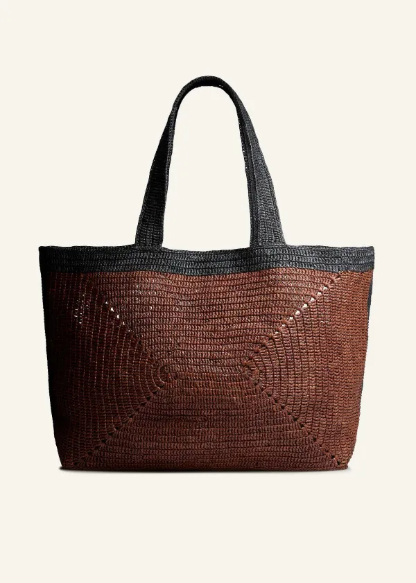 Clearance ME+EM Soft Raffia Tote Cinnamon/Black