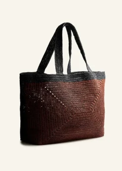 Clearance ME+EM Soft Raffia Tote Cinnamon/Black