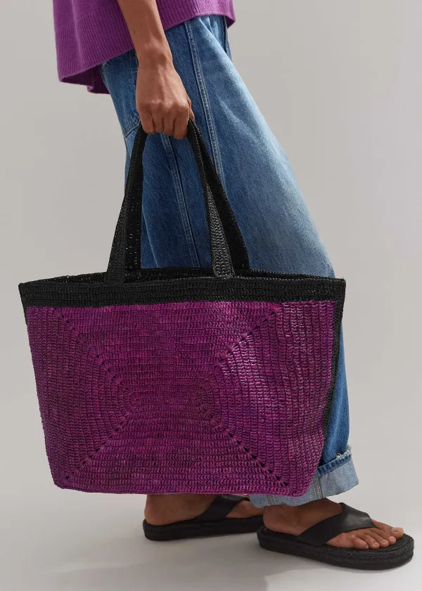 Online ME+EM Soft Raffia Tote Purple/Black