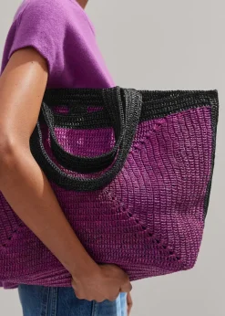 Online ME+EM Soft Raffia Tote Purple/Black