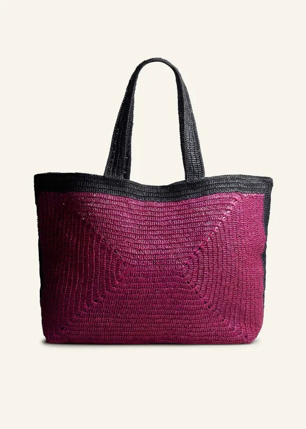 Online ME+EM Soft Raffia Tote Purple/Black