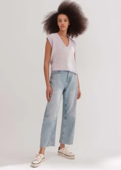 ME+EM Soft-Touch Rib Cotton Knit Vest Dusted Lilac/Fresh Lemon
