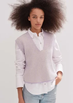 ME+EM Soft-Touch Rib Cotton Knit Vest Dusted Lilac/Fresh Lemon