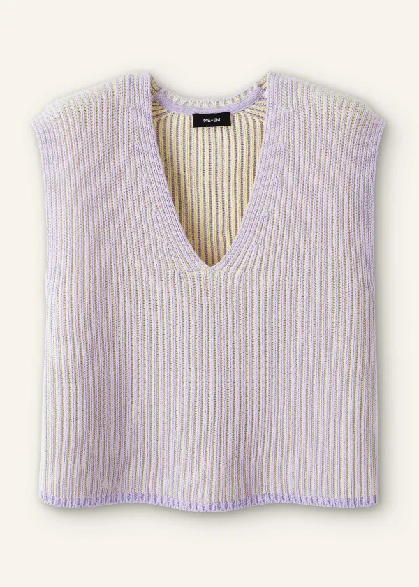 ME+EM Soft-Touch Rib Cotton Knit Vest Dusted Lilac/Fresh Lemon
