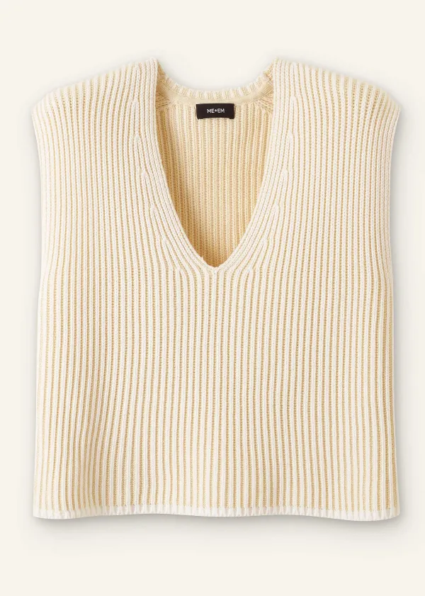 ME+EM Soft-Touch Rib Cotton Knit Vest Soft White/Ecru