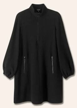 Sale ME+EM Sporty Jacquard Zip Up Swing Dress Black