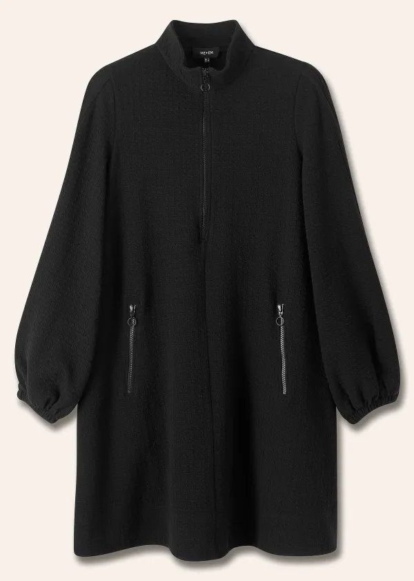 Sale ME+EM Sporty Jacquard Zip Up Swing Dress Black