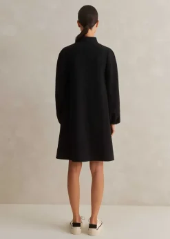 Sale ME+EM Sporty Jacquard Zip Up Swing Dress Black