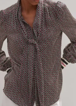Sale ME+EM Star Flower Print Pussybow Blouse Electric Pink/Black/Beige