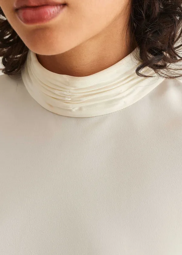 ME+EM Statement Pleat Sleeve Top Light Cream
