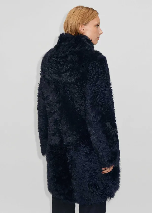 New ME+EM Statement Shearling Coat Navy