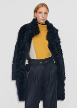 New ME+EM Statement Shearling Coat Navy