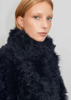 New ME+EM Statement Shearling Coat Navy