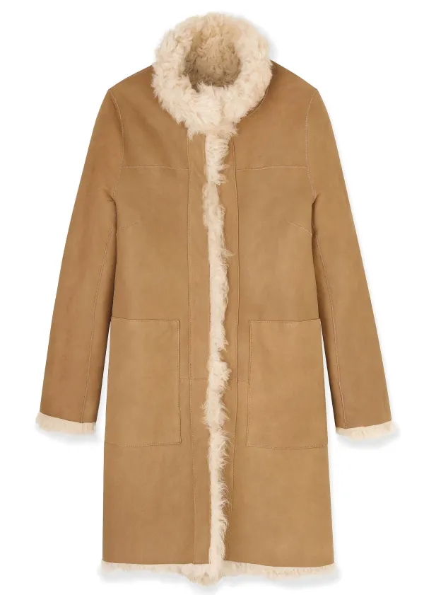 Hot ME+EM Statement Shearling Coat Cream