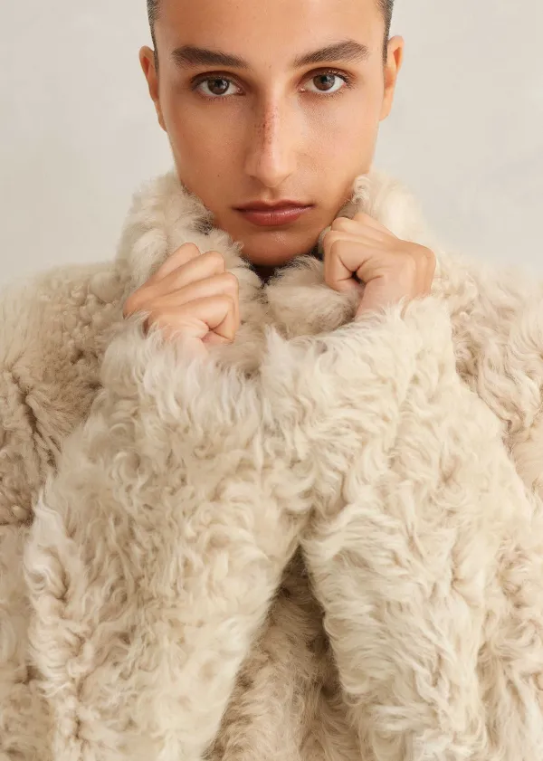 Hot ME+EM Statement Shearling Coat Cream