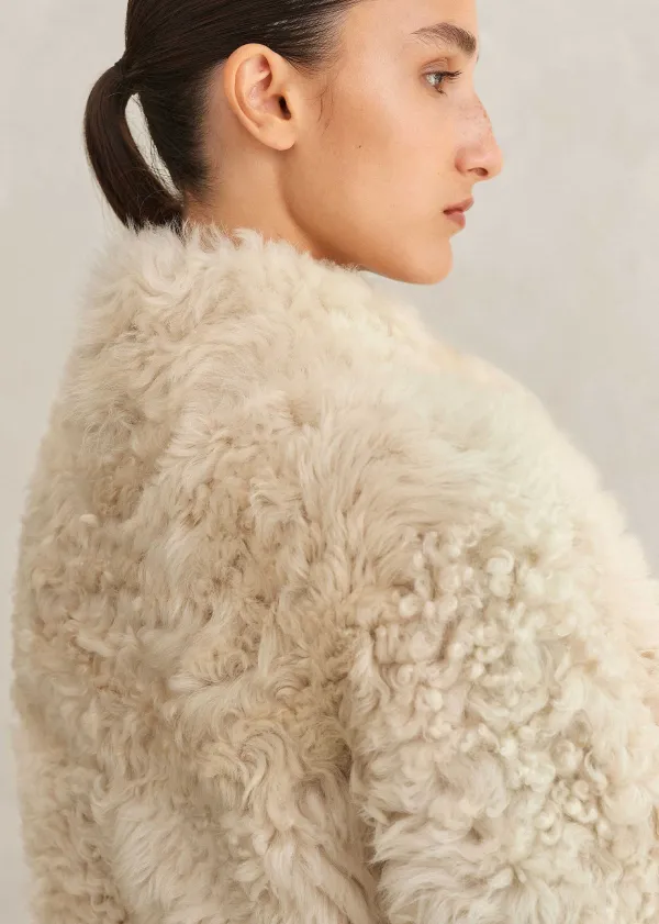 Hot ME+EM Statement Shearling Coat Cream