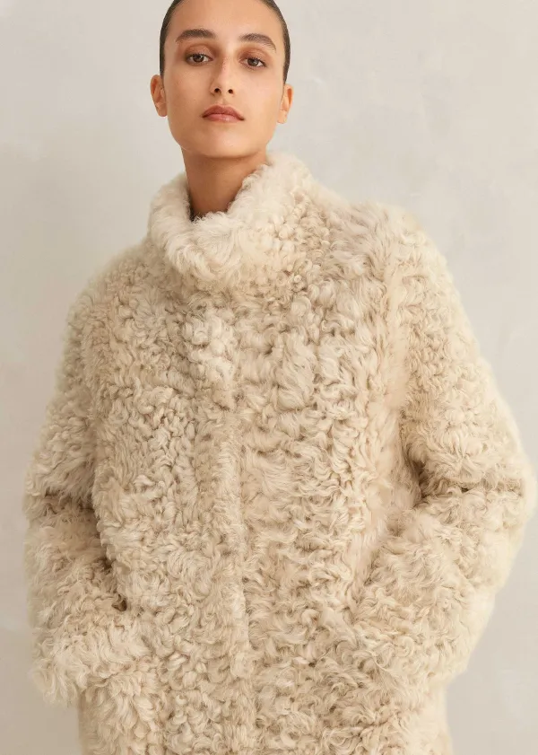 Hot ME+EM Statement Shearling Coat Cream