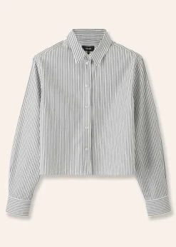 Outlet ME+EM Stripe Boxy Crop Shirt Black/Soft White