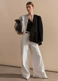 Outlet ME+EM Stripe Boxy Crop Shirt Black/Soft White