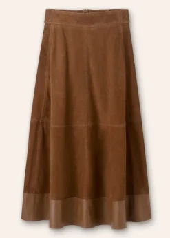 Discount ME+EM Suede Mix High-Waisted Midi Skirt Toffee