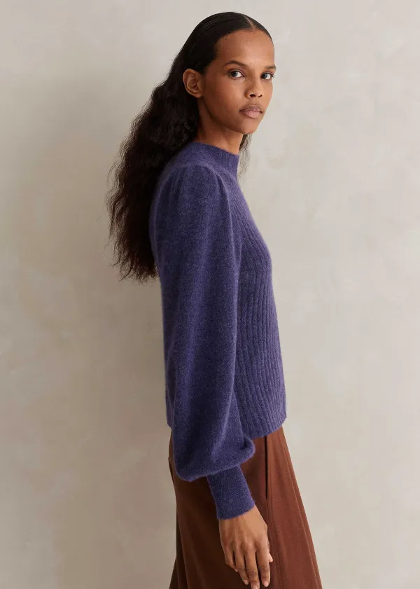 Clearance ME+EM Superfine Alpaca Pouf Sleeve Jumper Blueberry