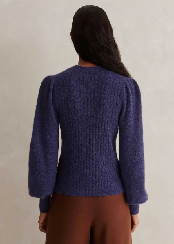 Clearance ME+EM Superfine Alpaca Pouf Sleeve Jumper Blueberry