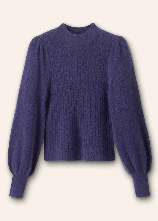 Clearance ME+EM Superfine Alpaca Pouf Sleeve Jumper Blueberry