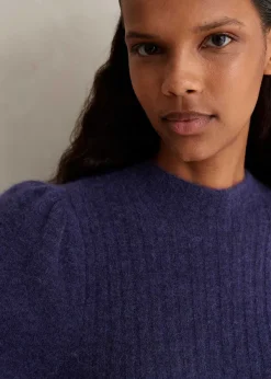 Clearance ME+EM Superfine Alpaca Pouf Sleeve Jumper Blueberry