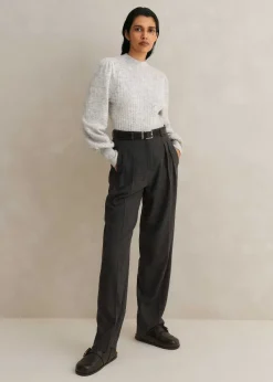 Clearance ME+EM Superfine Alpaca Pouf Sleeve Jumper Silver Grey M Lange