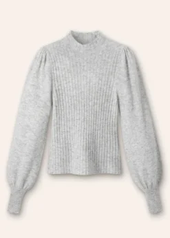 Clearance ME+EM Superfine Alpaca Pouf Sleeve Jumper Silver Grey M Lange