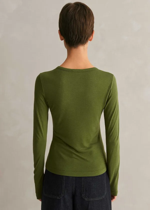 Clearance ME+EM Supersoft Jersey Long Sleeve Top Bright Olive Moulin