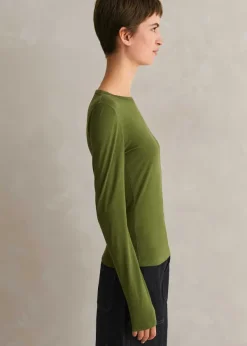 Clearance ME+EM Supersoft Jersey Long Sleeve Top Bright Olive Moulin