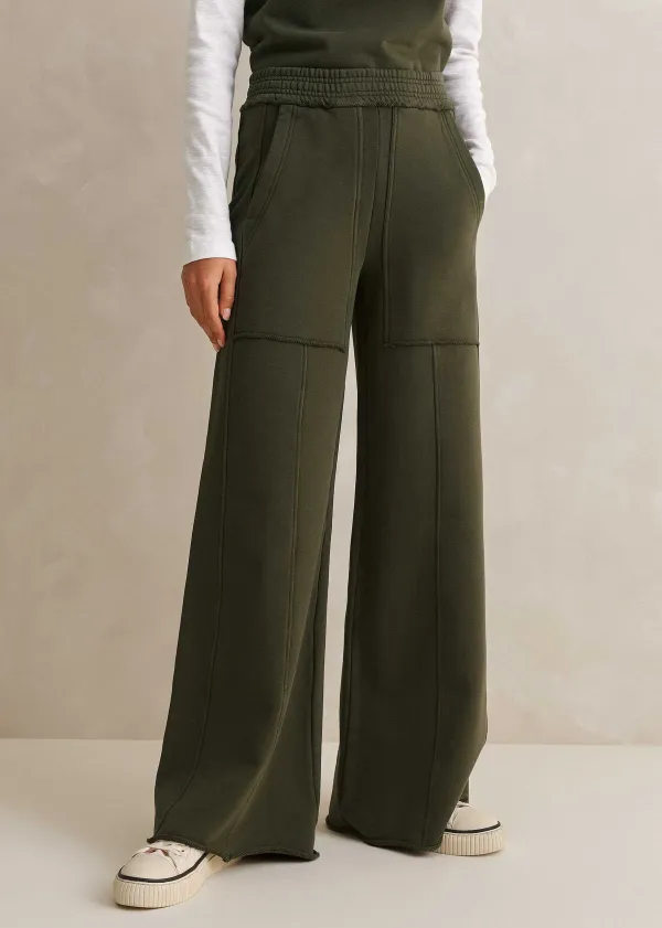New ME+EM Sweatshirting Wide-Leg Trouser Olive