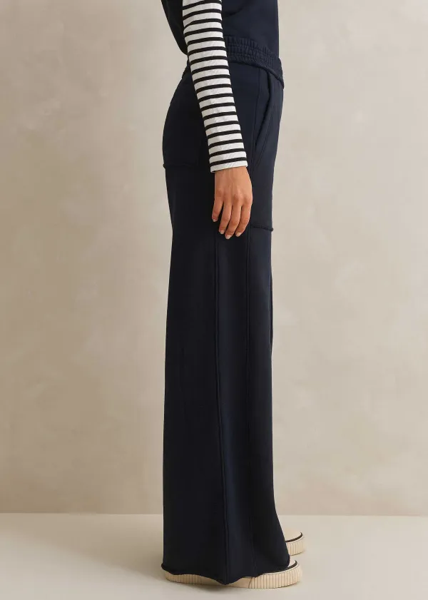 Hot ME+EM Sweatshirting Wide-Leg Trouser Navy