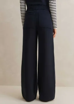 Hot ME+EM Sweatshirting Wide-Leg Trouser Navy