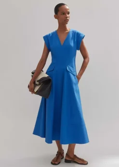 Sale ME+EM Tailored Flare Midi Dress Super Blue