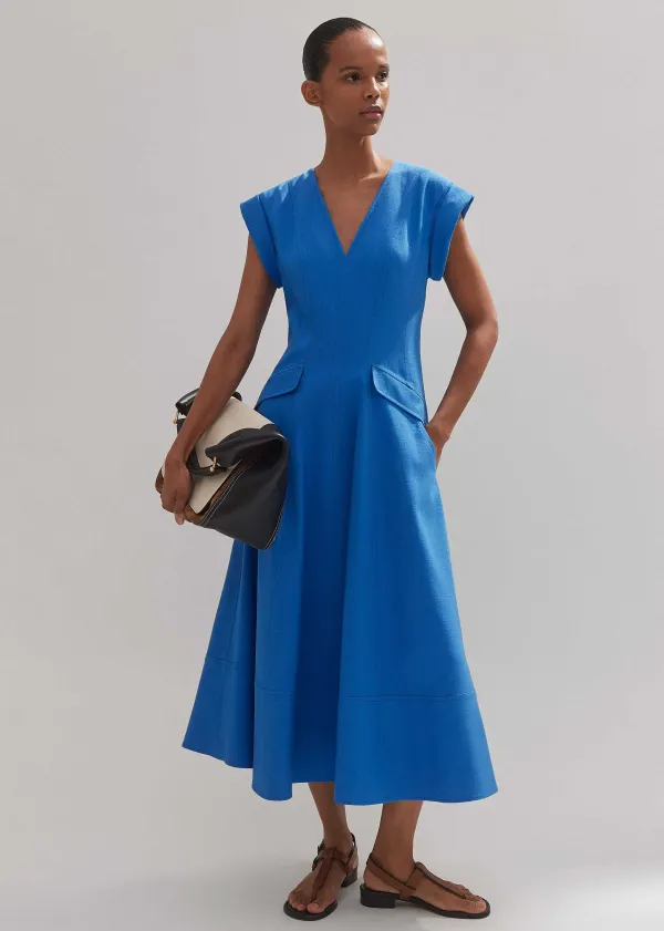 Sale ME+EM Tailored Flare Midi Dress Super Blue