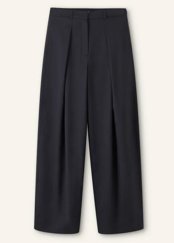 ME+EM Tailored Wide Tapered Trouser + Belt Navy