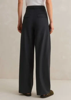 ME+EM Tailored Wide Tapered Trouser + Belt Navy