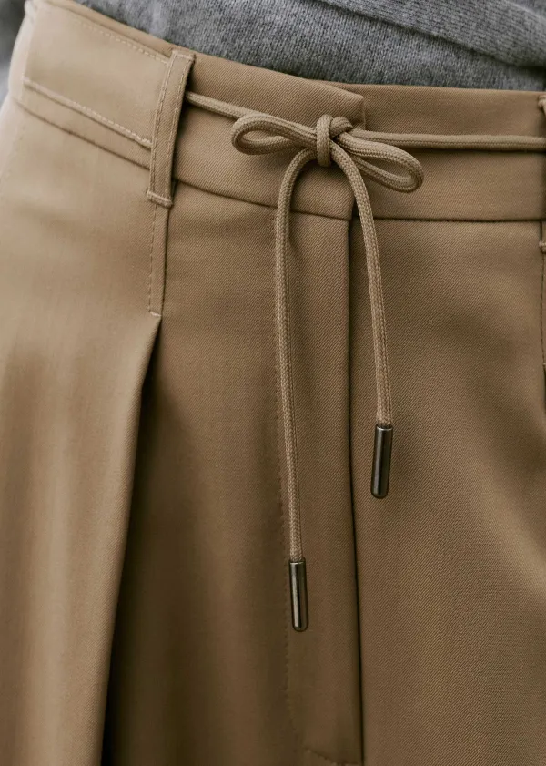 Online ME+EM Tailored Wide Tapered Trouser + Belt Taupe